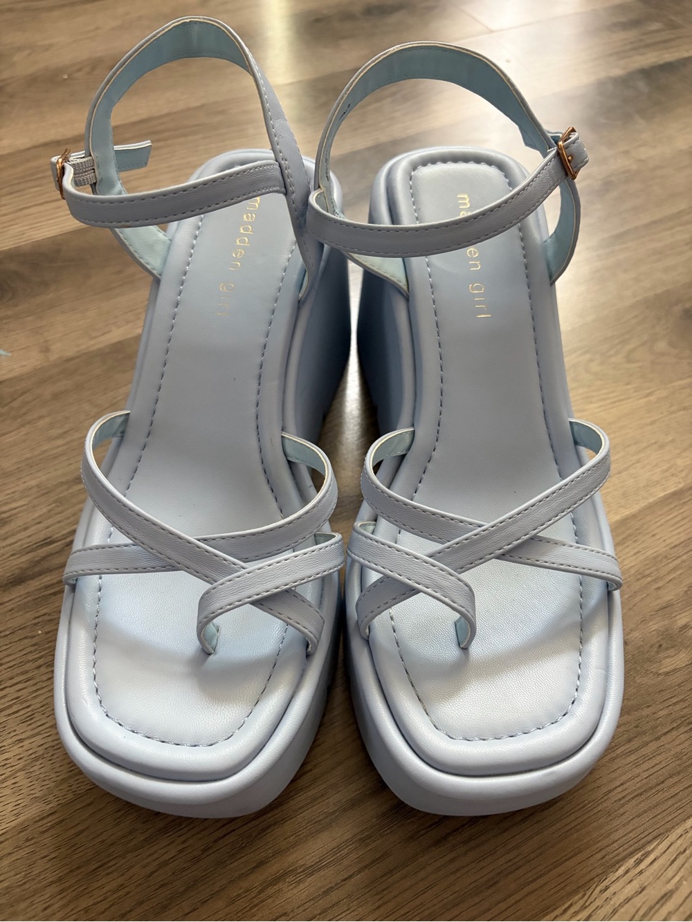 Madden Girl Light Blue Platform Slingback Sandals - Picture 5 of 11